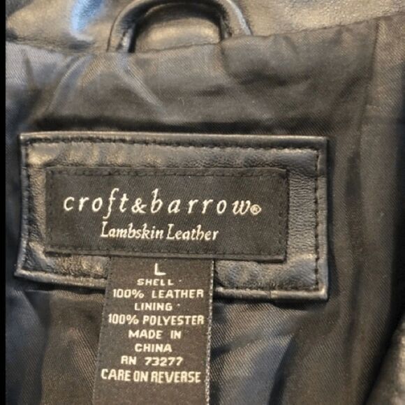 Croft & Barrow black leather jacket size L - Picture 3 of 4